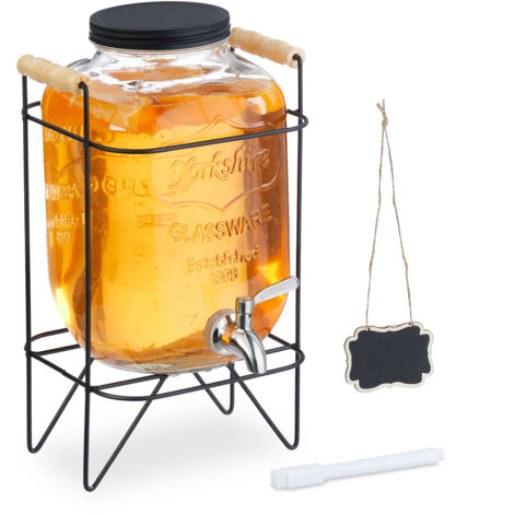 Relaxdays Set 2 Dispenser In Vetro Per Bevande Da 4L Con Rubinetto E Supporto - Vintage Per Feste E Casa - Foto 8
