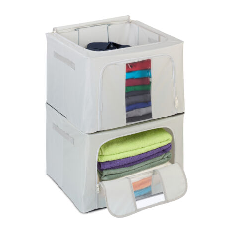 Relaxdays Set 3 Custodie Sottoletto, Organizer Sotto Letto, Contenitori Coperte, Stoffa