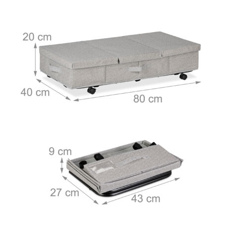 MIXC Cassettiera Sotto Il Letto 2 Pezzi: Contenitori Per Vestiti 100L Con Finestra Trasparente, Organizer Pieghevole In Tessuto Grigio, 100x50x18 Cm - 3