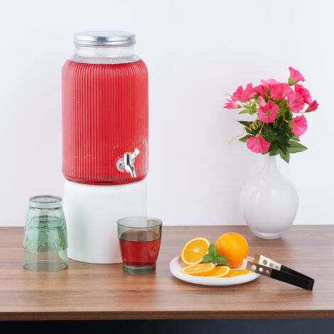 Dispenser Bevande In Vetro Relaxdays 8L Con Rubinetto - Erogatore Per Feste, Design Vintage Con Supporto