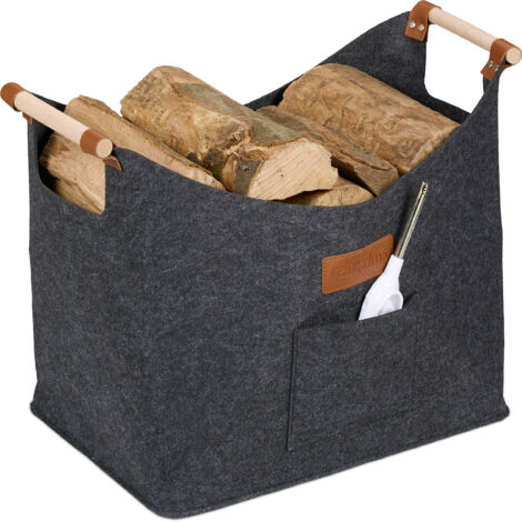 Relaxdays Cestino Portaoggetti in Metallo con Manici, Rettangolare, Cesto Metallico per Cucina, Bagno, Salotto, Nero