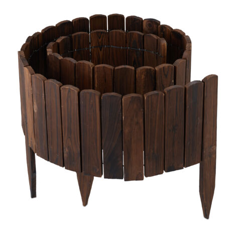 Relaxdays Bordo per Aiuole, 200 cm, Flessibile, Recinto Alto 20cm, Borudura in Legno, Recinzione Giardino, Marrone Scuro