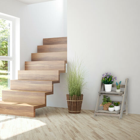 Relaxdays Scaletta per Piante, 2 Livelli, Pieghevole, Scaffale con Ripiani a Scala, HLP 51,5x41x24 cm, in Legno, Grigio