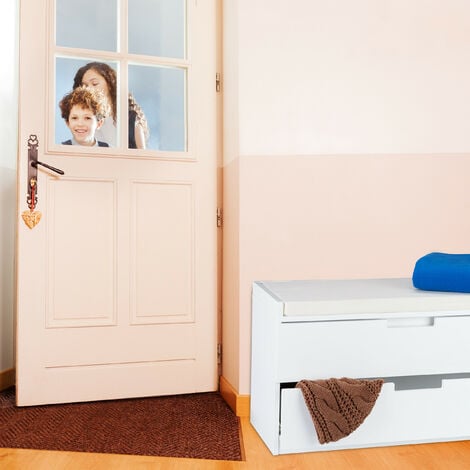 Relaxdays Mobiletto, Panca con 2 Cassetti, Stile Retrò, Imbottitura per Sedersi, HLP: 45 x 80 x 36 cm, Bianco