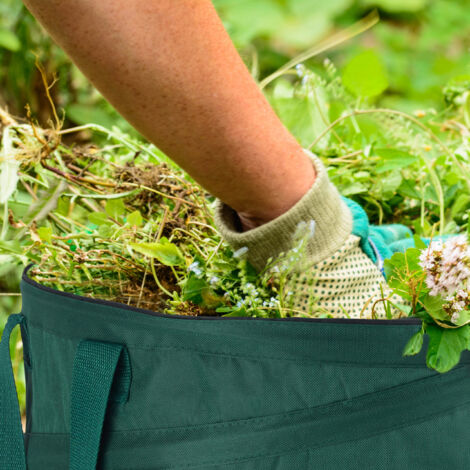 2 Sacchi Per Foglie Da Giardino 272L, Stabili Con Manici, In PP, Diametro 67 Cm, Pieghevoli
