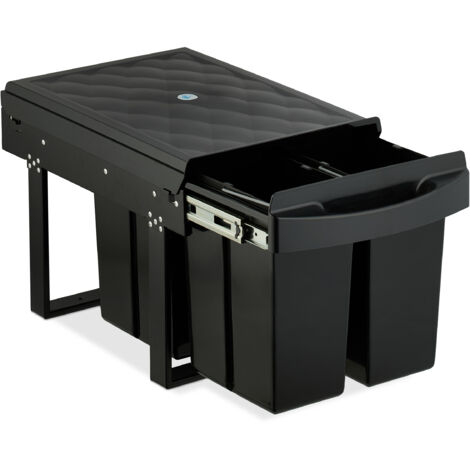 Cestino Estraibile Sottolavello Relaxdays 2 Scomparti Da 15L - Nero, Per Raccolta Differenziata