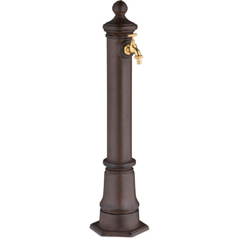 Palazzo LTA307 Fontana Da Giardino In Metallo Stile Rinascimentale Con Rubinetto - Colore Bianco, Decoro Acqua Zampillo