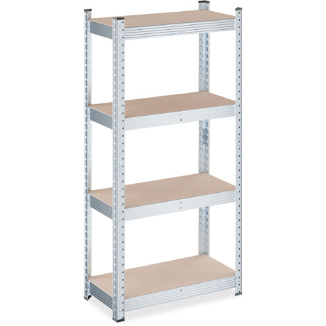 Relaxdays Scaffale Carichi Pesanti, 120x60x30 cm, 4 Ripiani Alta Portata 700 kg, Garage, Acciaio Zincato, Marrone Chiaro