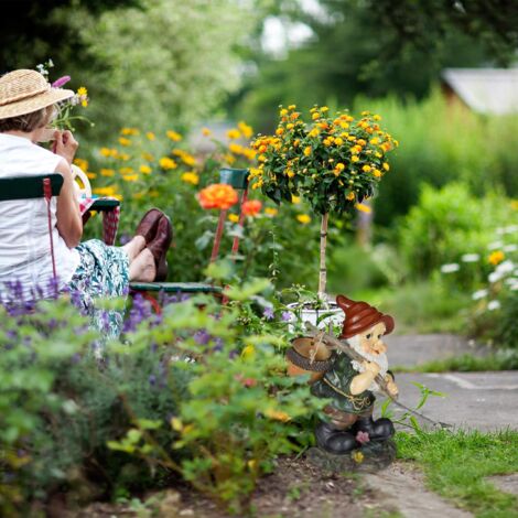 Relaxdays Gnomo da Giardino, con Botte, Statua Resistente a Intemperie