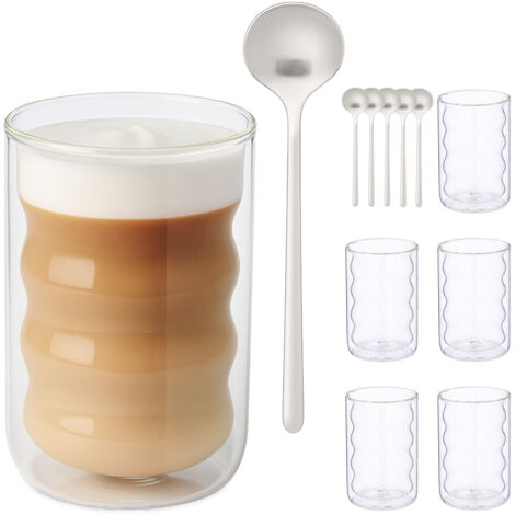 Set Di 4 Bicchieri In Vetro A Doppia Parete Per Caffè E Cappuccino, 170 Ml, Termici E Impilabili, Vetro Borosilicato