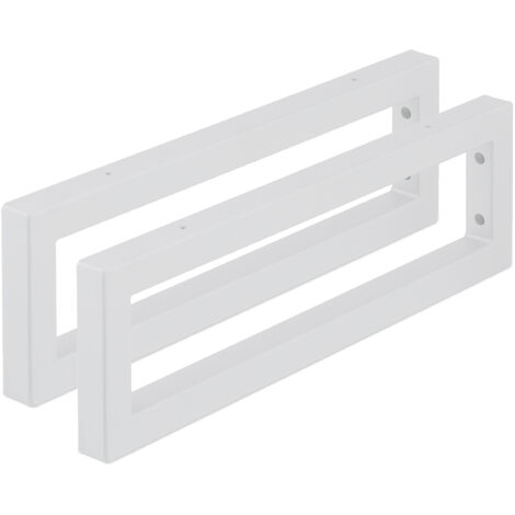 Relaxdays Reggimensola da Muro, 2 Staffe per Mensole Parete, 50 cm, Supporti Rettangolari per Scaffali, Acciaio, Bianco