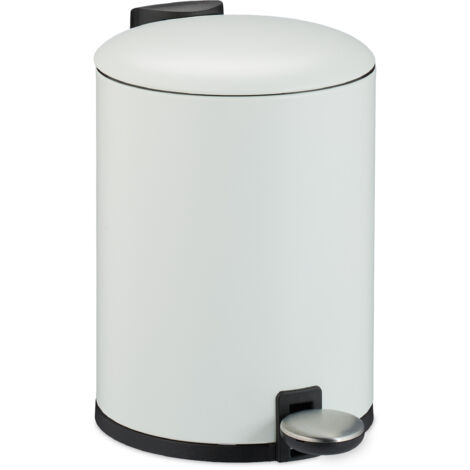 Cestino Bagno A Pedale Relaxdays 5L - Con Coperchio Soft-Close E 2 Secchi Interni Rimovibili, Nero Opaco