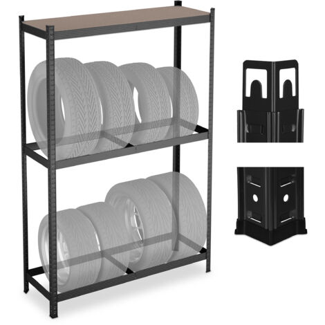 Vdomus Mensola A Muro Per Pentole 2 Ripiani Con 10 Ganci - Organizzatore Da Cucina In Ferro, Nero, 75x35x27 Cm