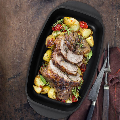 Teglia Da Forno In Vetro Con Coperchio - Antiaderente, Lavabile In Lavastoviglie, 39 Cm, Nero - Foto 2