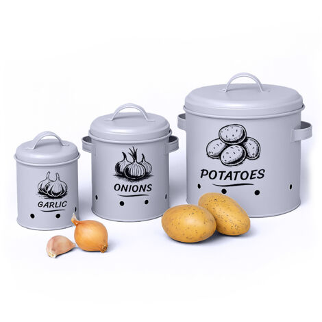EOPUOZS Porta Patate Cucina, Set di 3 Contenitore per Patate, Cipolle e