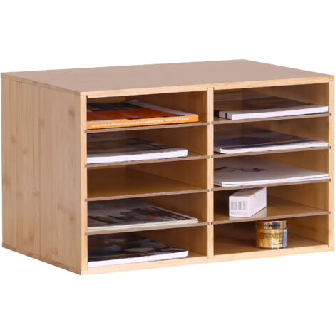 COSTWAY Scrivania in Bambù Stile Mid Century Modern, Scrivania con 2