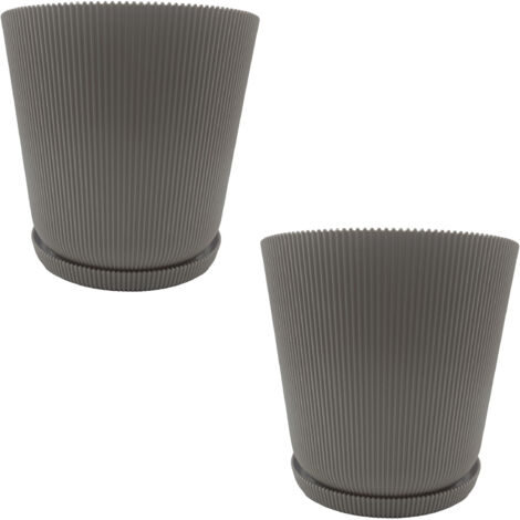 Vaso Con Sottovaso Elba - Pokm Toolsmarket - Bianco, Diametro 22 Cm (da 15 A 42 Cm)