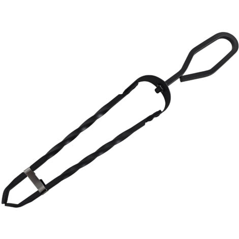 Rocky Mountain Goods - Set di attrezzi per camino, 78,7 cm, pala, spazzola, poker, pinze, supporto – Utensili in ferro battuto con finitura decorativa – manici ergonomici a sfera (nero