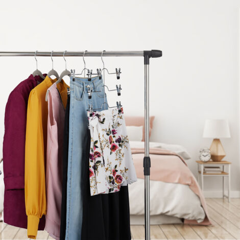 20 Grucce Con Clip Per Pantaloni E Gonne – Regolabili, Antiscivolo E Salvaspazio (Bianco, 35,5 Cm)