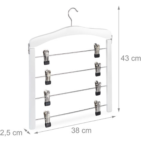 Relaxdays Grucce per Gonne con Pinze Salvaspazio, Set 3 Appendiabiti  Multiplo Antiscivolo, 45,5x39x2,5 cm Marrone Chiaro