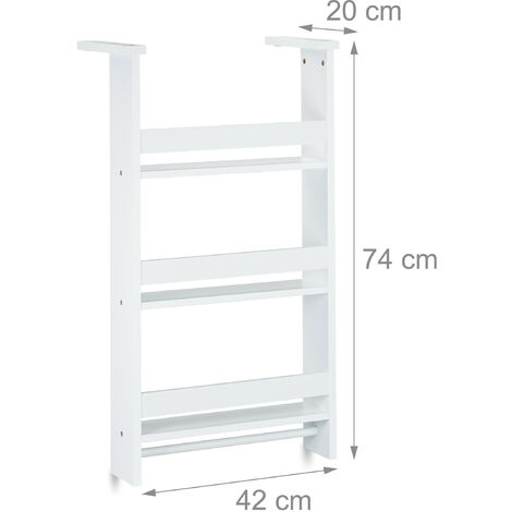 Relaxdays Scaffale per il Frigorifero, Mensole Porta Spezie, da Appendere,  5 Ganci, MDF, Misure HLP 74x42x20