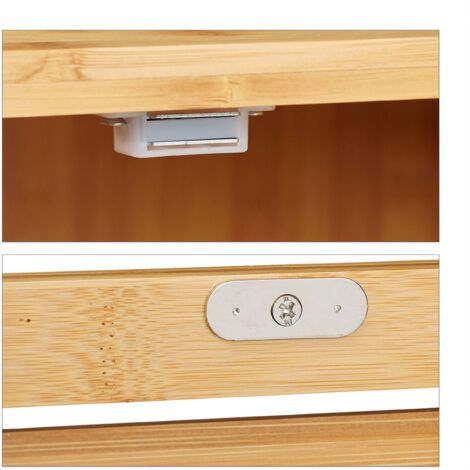 Relaxdays Mobile Bagno Colonna in Bambù, 4 Ripiani & 1 Armadietto con