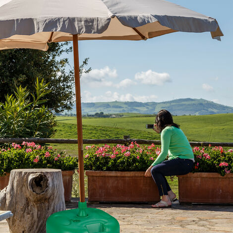 Base Per Ombrellone Relaxdays - Acciaio, Pieghevole, Per Aste 19-34mm, Bianco