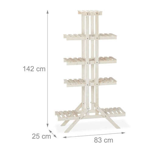 Relaxdays Fioriera a Scala con 5 Ripiani, Portavasi in Legno, da Interno  per Piante , HLP: 142x83x25