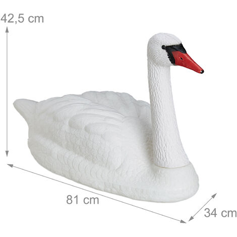 Relaxdays Cigno Decorativo XXL, Galleggiante, da Legare, Plastica, Resistente alle Intemperie, Durevole, Stagno, Bianco