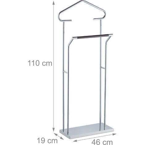 Servo Muto Relaxdays Per Abiti E Pantaloni - MetallO E Legno, 110x46x19 Cm, Argento/Marrone
