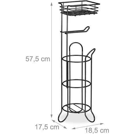 Relaxdays Piantana Portarotolo, Autoportante con Ripiano, 3 Rotoli di Carta  Igienica, Moderno, 57,5x18,5x17,5