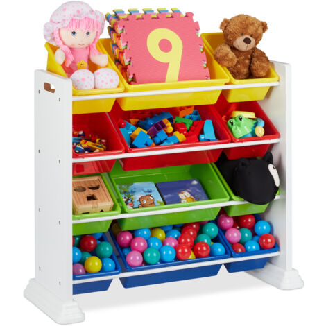 110 x 35 x 92 cm Scaffale Organizzatore per Giocattoli con 6 Contenitori Ripiano e Angoliera COSTWAY Mobile Contenitore Porta Giochi 