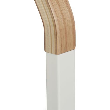 Portasciugamani Da Terra A 2 Bracci - Piantana In Legno E Metallo Bianco, Per Bagno O Cucina, Compatto E Stabile
