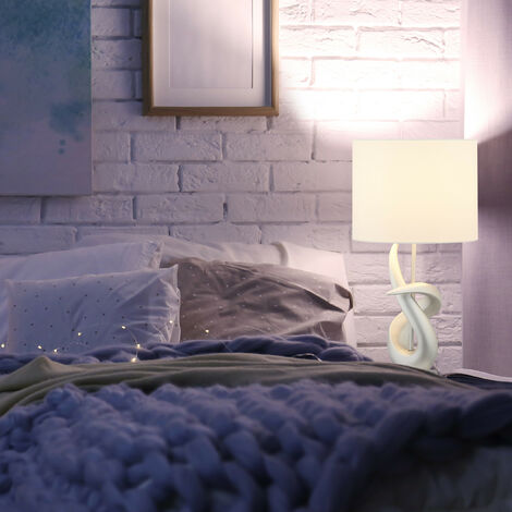 Relaxdays Lampada Da Tavolo In Pietra, Bianco, H 11 X D 8 Cm, Senza Paralume, Attacco E27, Cavo 155 Cm