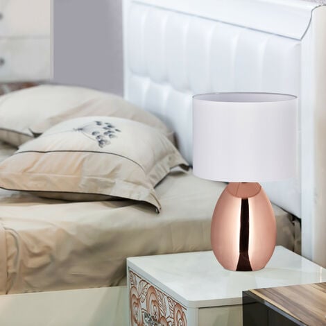 Relaxdays Abat Jour Touch Moderna, Dimmerabile su 3 Livelli di Luce, E14, Lampada  da Tavolo per il Salotto, Oro/Bianco