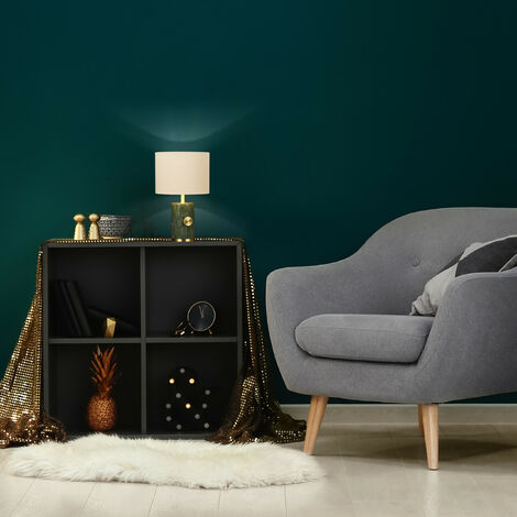 Relaxdays Lampada da Tavolo in Marmo, Paralume di Stoffa, Regolabile, E14,  Soggiorno, HxD: 34,5 x