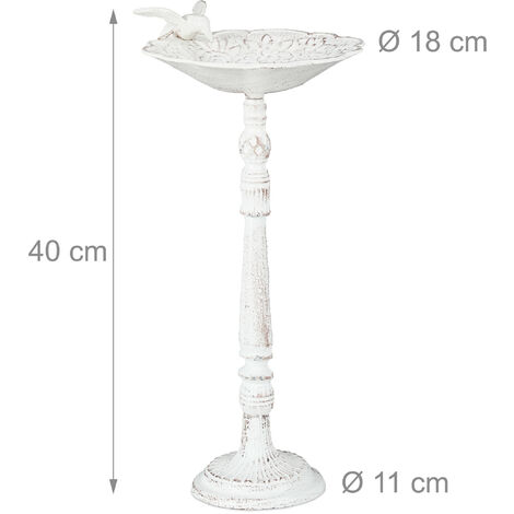 Relaxdays Abbeveratoio, Vaschetta per Uccellini da Terra, Decorazione da  Giardino, Accessori per Uccelli, 40 cm, Bianco