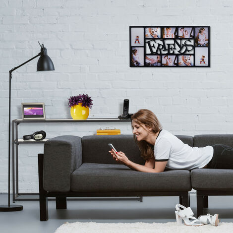 Relaxdays Tavolo Consolle, 2 Ripiani, Mobile Stretto da Ingresso Corridoio e Salotto, Metallo e Vetro 70x110x30 cm, Nero