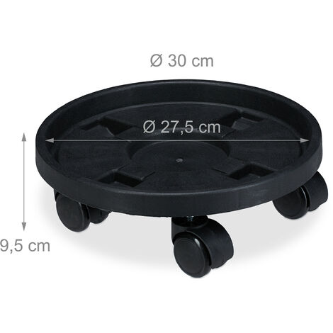 Pollice Verde Carrello Portavaso Quadrato Con Ruote - Tecnokit - Acciaio Rinforzato - 33.5x33.5 Cm - Nero - Capacità 70 Kg - Antiruggine Per Esterno