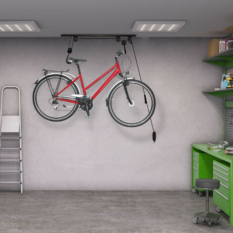 Relaxdays Porta biciclette Telescopico, Garage e Cantina, per 2 Bici,  Regolabile, 40 kg, Soffitto, Pavimento, Argentato