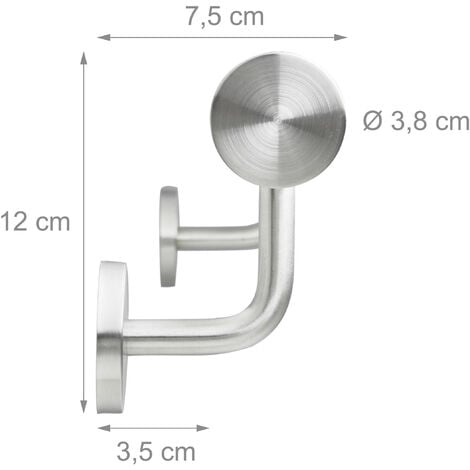 Relaxdays Corrimano in Acciaio 201, Lunghezza: 200 cm, Barra Rotonda per  Scale Interne e Esterne, Ø
