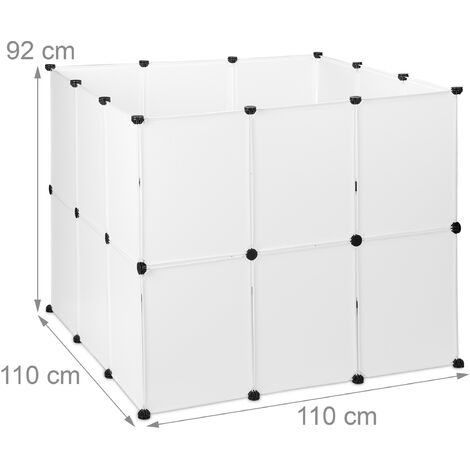 Relaxdays Recinto, Recinzione DIY per Animali di Piccola Taglia, Rete  Allungabile, Plastica, 92x110x110 cm, Bianca