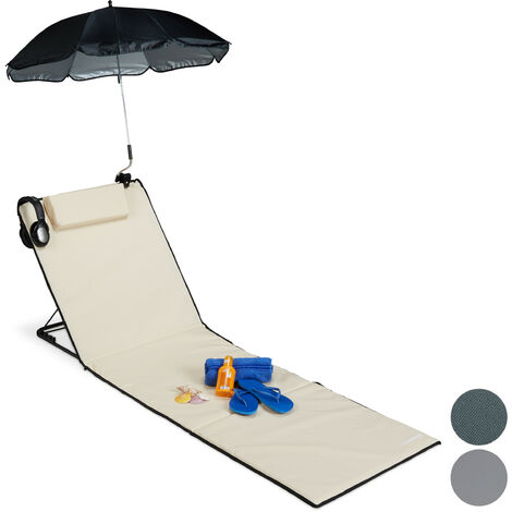 Materassino da spiaggia imbottito schienale regolabile lettino sedia campo blu n 