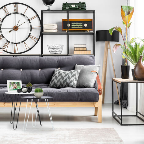 Relaxdays Set 2 Tavolini Sovrapponibili Rotondi - Legno E Metallio Cromato 60x60 Cm Bianco | Salvaspazio Per Salotto - Foto 10