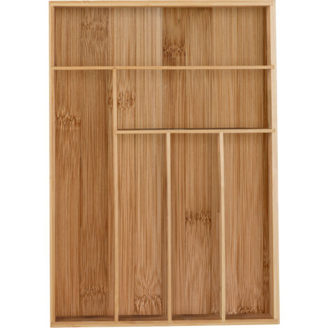 Relaxdays Portaposate da Cassetto in Bambù, 6 Scomparti, Divisore Posate e Utensili da Cucina, 5x30,5x43 cm, naturale