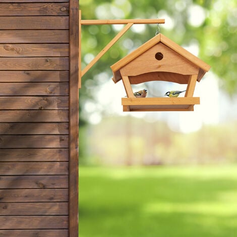 Mangiatoia per uccelli da giardino da esterno in legno