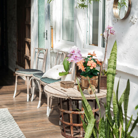 Relaxdays Carriole Portafiori in Legno, Set 2x Carretti Giardino, Porta Vasi dal Design Vintage, Giardinaggio, Naturale