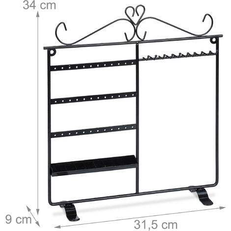 Espositore Girevole Per Gioielli DADEA - 3 Ripiani, 30 Ganci, Metallo, Appendibile, 71cm - Foto 2