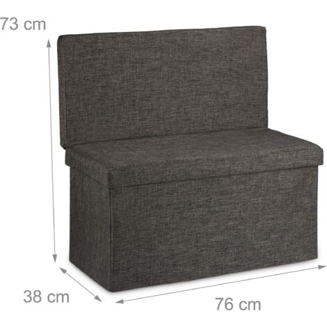 Panca Pieghevole Con Schienale E Contenitore - 77L, In Lino, Marrone - Per Soggiorno O Camera - Foto 11