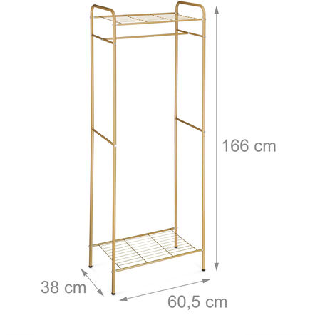 Relaxdays Appendiabiti con Scarpiera, HxLxP 166 x 60,5 x 38 cm, Attaccapanni  Metallo Ripiano Portascarpe